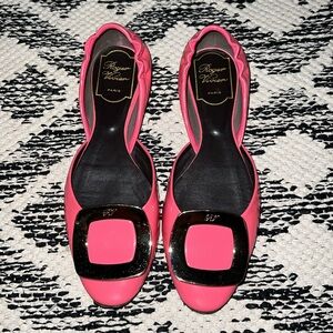 ROGER VIVIER Chips Patent Pink Ballet Flat 36.5